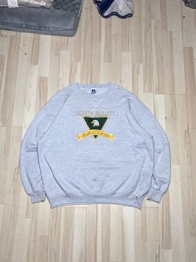 Russell Athletic Gray Crewneck Sweatshirt with Yellow & Green Eagle Crest